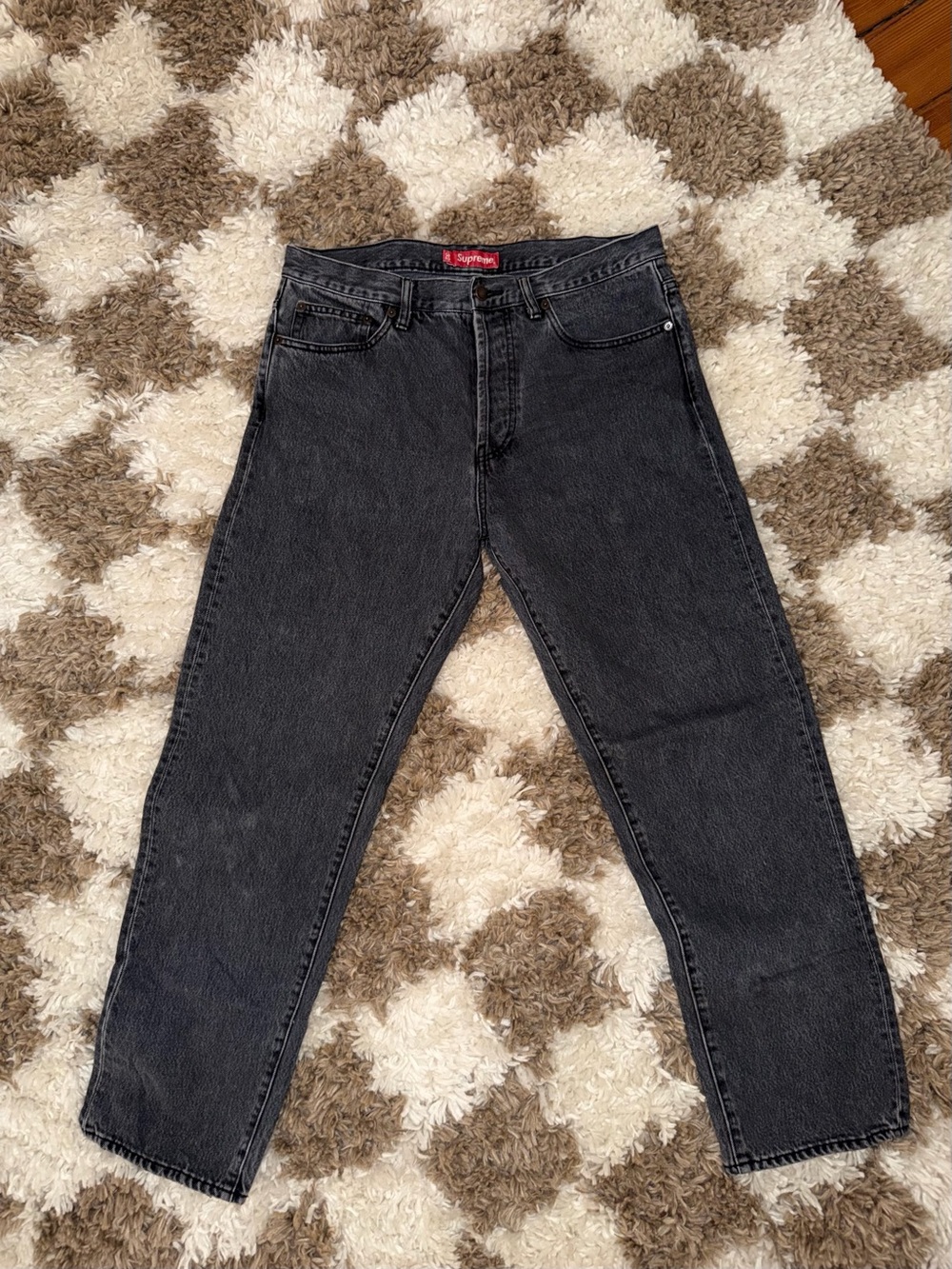 Supreme Black Washed Slim Straight Jeans
